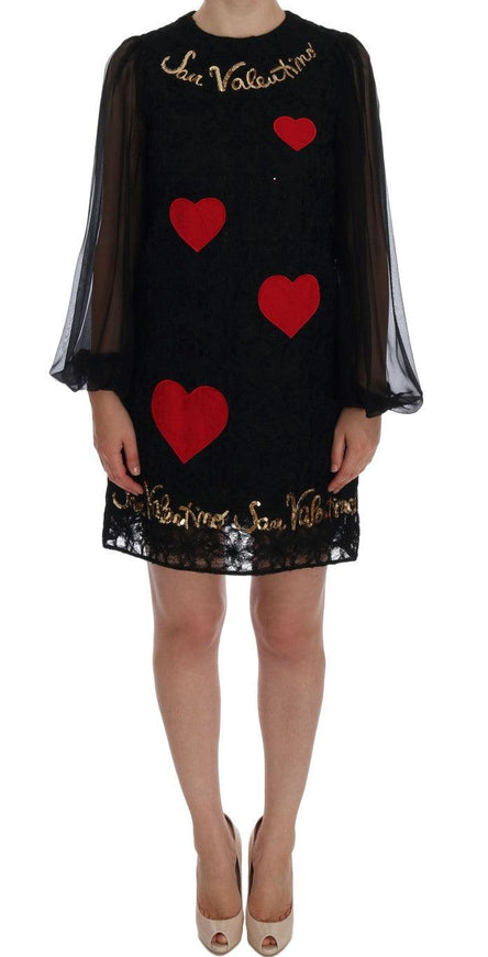 Dolce & Gabbana Black San Valentino Sequined Shift Dress