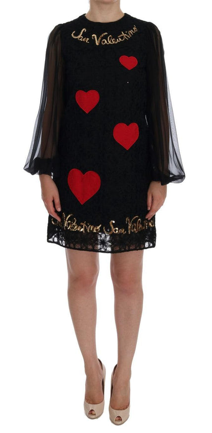 Dolce & Gabbana Black San Valentino Sequined Shift Dress