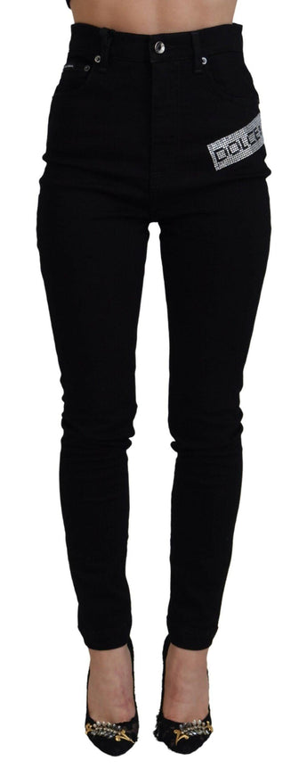 Dolce & Gabbana Black Sequined Cotton Slim Fit Denim Jeans - Ellie Belle