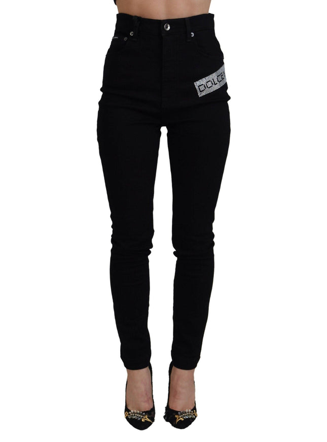 Dolce & Gabbana Black Sequined Cotton Slim Fit Denim Jeans - Ellie Belle