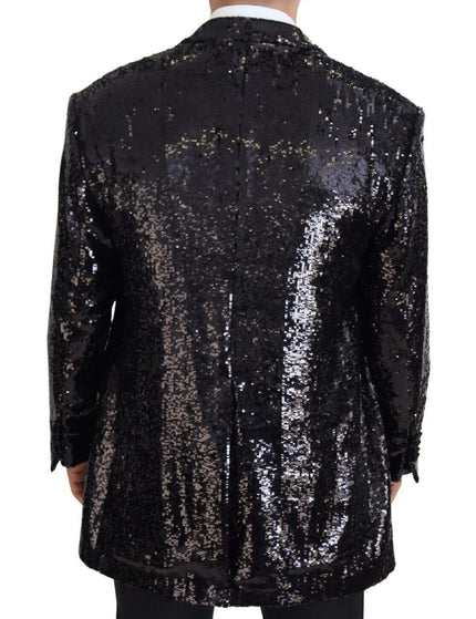 Dolce & Gabbana Black Sequined Cow Pattern Nylon Blazer - Ellie Belle