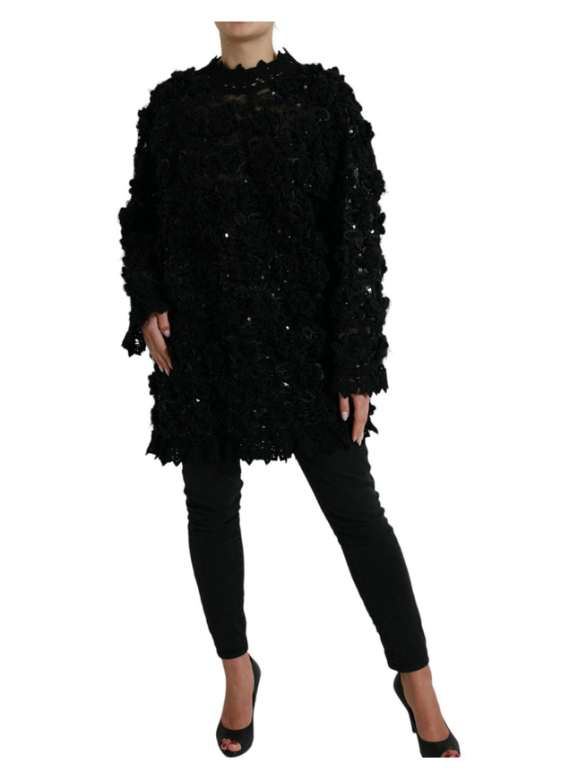 Dolce & Gabbana Black Sequined Embellished Pullover Sweater - Ellie Belle