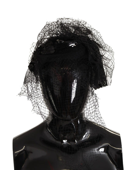 Dolce & Gabbana Black Sequined Fascinator Hairband Diadem - Ellie Belle