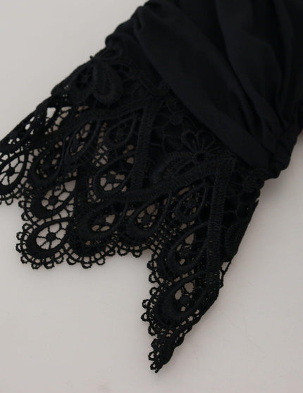 Dolce & Gabbana Black Sheath Midi Bodycon Lace Silk Dress - Ellie Belle