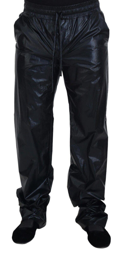 Dolce & Gabbana Black Shining Drawstring Trouser Nylon Pants - Ellie Belle