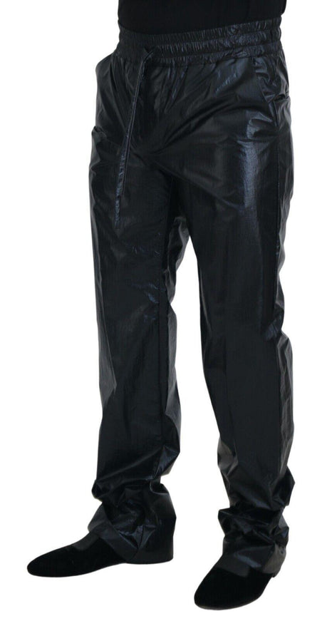 Dolce & Gabbana Black Shining Drawstring Trouser Nylon Pants - Ellie Belle