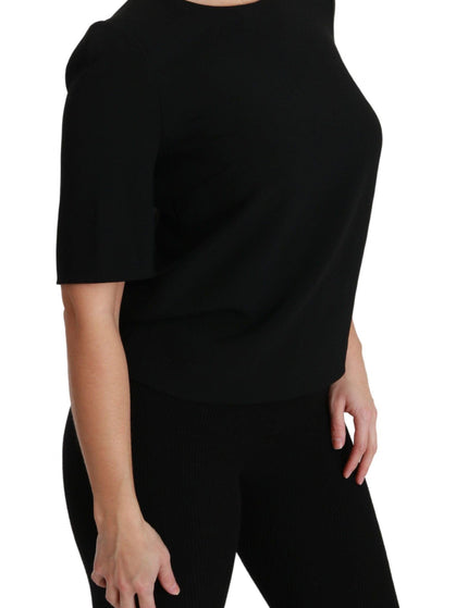 Dolce & Gabbana Black Short Sleeve Casual Top Stretch Blouse - Ellie Belle