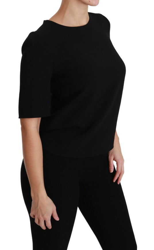 Dolce & Gabbana Black Short Sleeve Casual Top Stretch Blouse