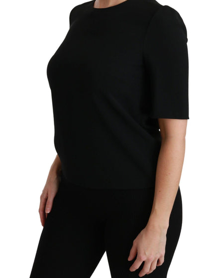 Dolce & Gabbana Black Short Sleeve Casual Top Stretch Blouse - Ellie Belle