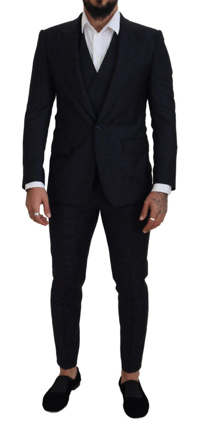 Dolce & Gabbana Black SICILIA Wool Formal 3 Piece Set Suit - Ellie Belle