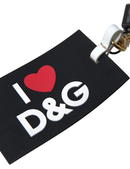 Dolce & Gabbana Black Silicone DG Logo Gold Brass Keychain - Ellie Belle