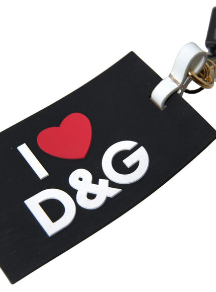 Dolce & Gabbana Black Silicone DG Logo Gold Brass Keychain