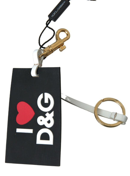 Dolce & Gabbana Black Silicone DG Logo Gold Brass Keychain