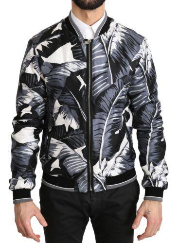 Dolce & Gabbana Black Silk Banana Leaf Print Bomber Jacket - Ellie Belle