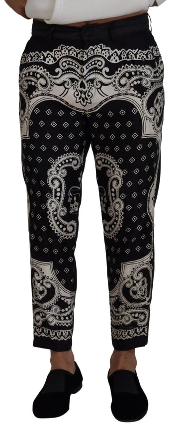 Dolce & Gabbana Black Silk Bandana Print Pants - Ellie Belle