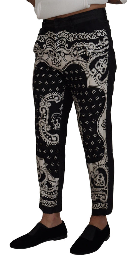 Dolce & Gabbana Black Silk Bandana Print Pants - Ellie Belle