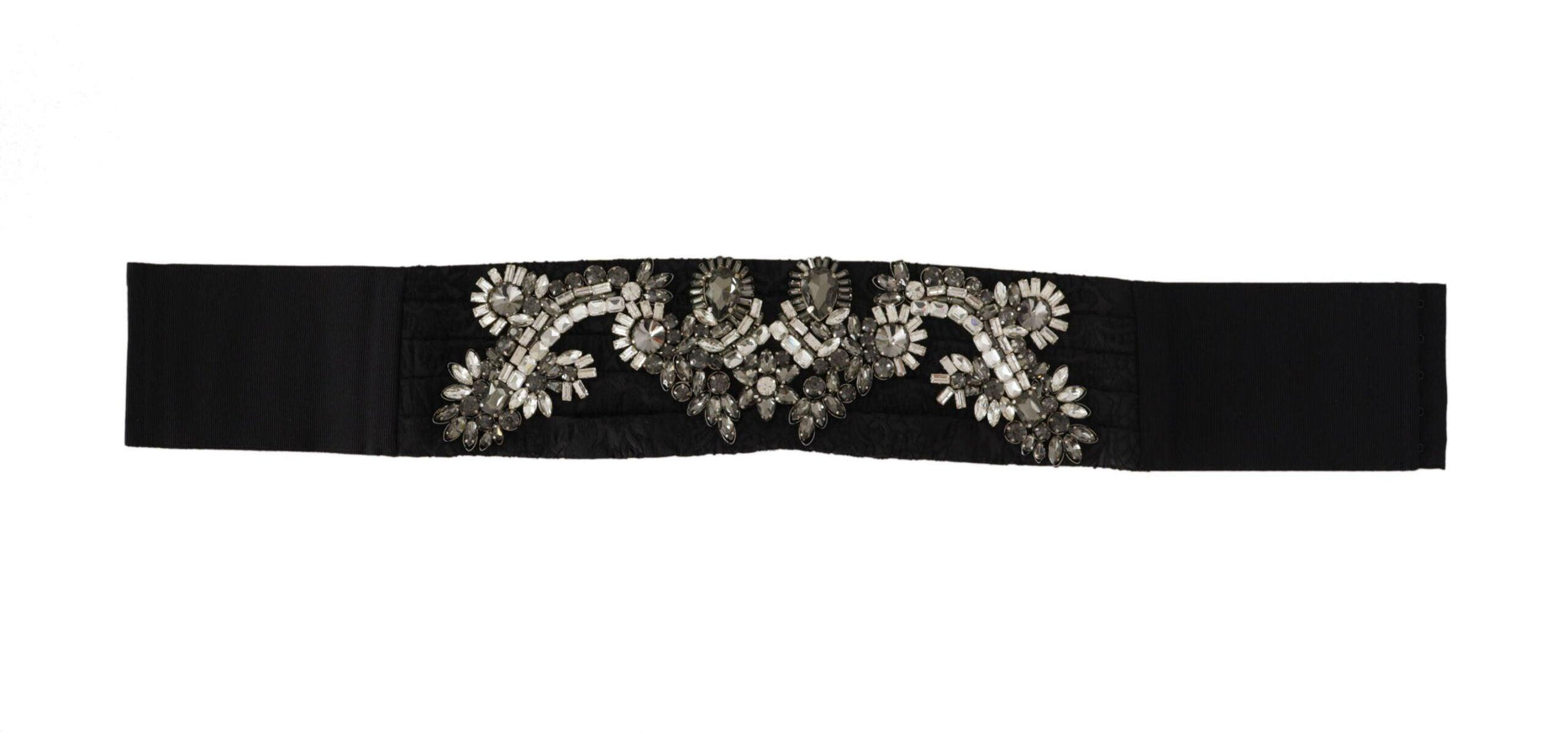 Dolce & Gabbana Black Silk Brass Crystal Embellished Waist Belt - Ellie Belle