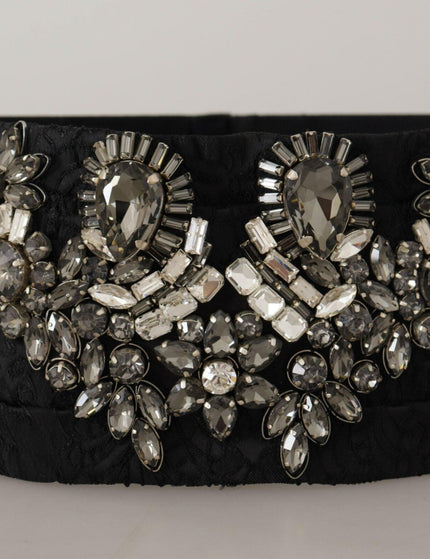 Dolce & Gabbana Black Silk Brass Crystal Embellished Waist Belt - Ellie Belle