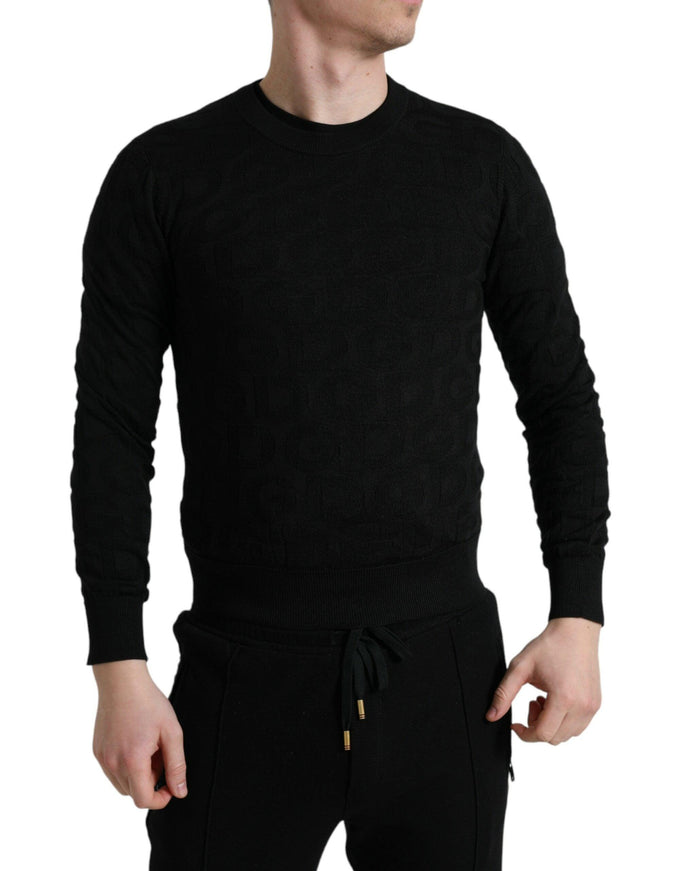 Dolce & Gabbana Black Silk Crew Neck Men Pullover Sweater - Ellie Belle