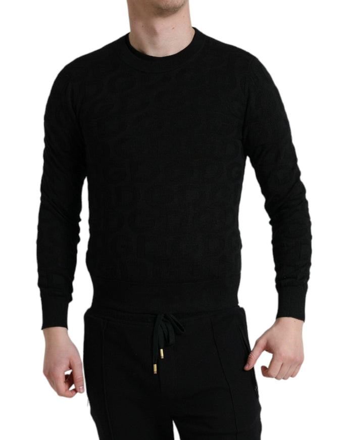 Dolce & Gabbana Black Silk Crew Neck Men Pullover Sweater - Ellie Belle