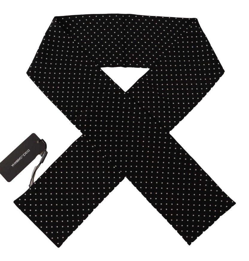 Dolce & Gabbana Black Silk DG Print Polka Dots Scarf Wrap Scarf - Ellie Belle