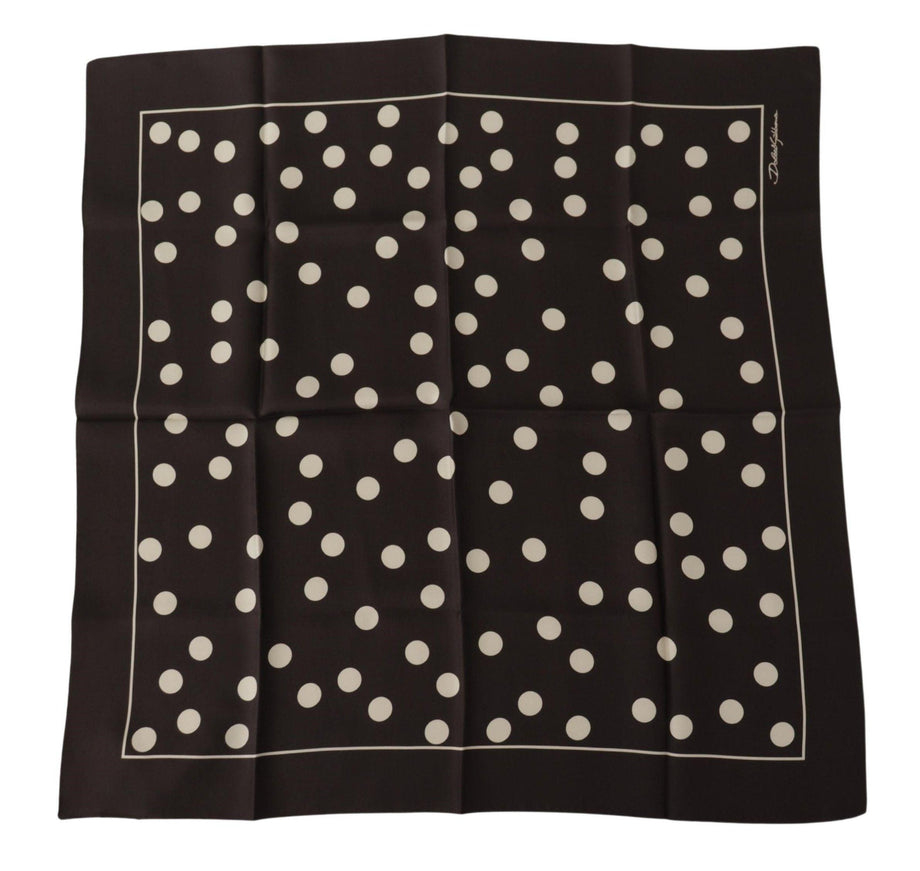 Dolce & Gabbana Black Silk Dotted Square Bandana Handkerchief Scarf - Ellie Belle