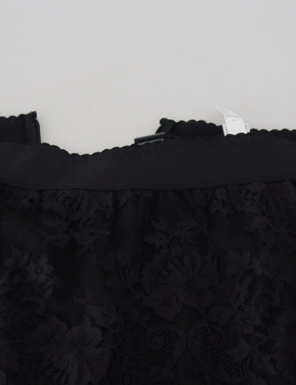 Dolce & Gabbana Black Silk Floral Lace High Waist Midi Skirt - Ellie Belle