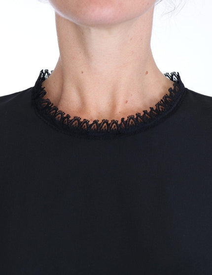 Dolce & Gabbana Black Silk Lace Top Blouse T-Shirt - Ellie Belle