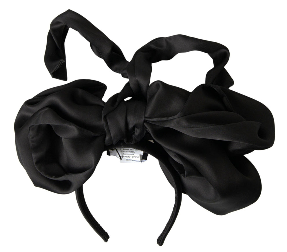 Dolce & Gabbana Black Silk Large Bow Hair Head Diadem - Ellie Belle