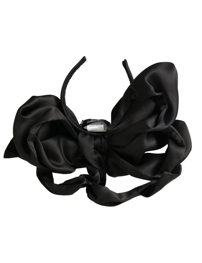 Dolce & Gabbana Black Silk Large Bow Hair Head Diadem - Ellie Belle