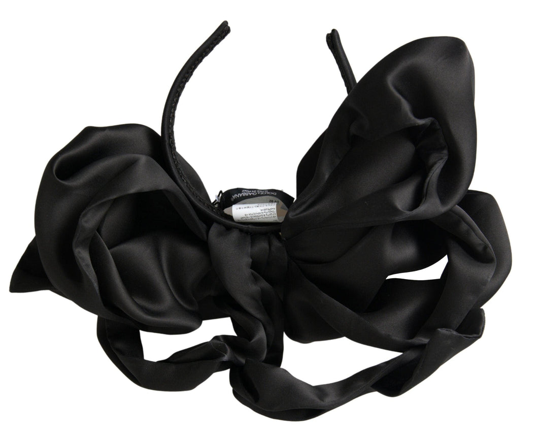 Dolce & Gabbana Black Silk Large Bow Hair Head Diadem - Ellie Belle