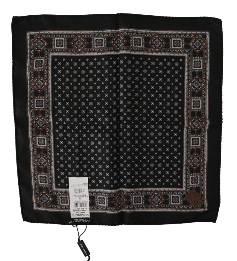 Dolce & Gabbana Black Silk Men Pocket Square Handkerchief Scarf - Ellie Belle