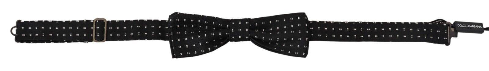 Dolce & Gabbana Black Silk Patterned Neck Papillon Accessory Bow Tie - Ellie Belle