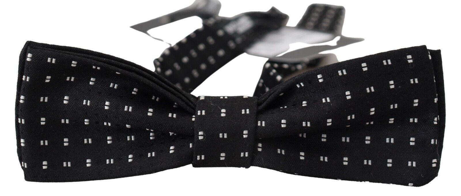 Dolce & Gabbana Black Silk Patterned Neck Papillon Accessory Bow Tie - Ellie Belle