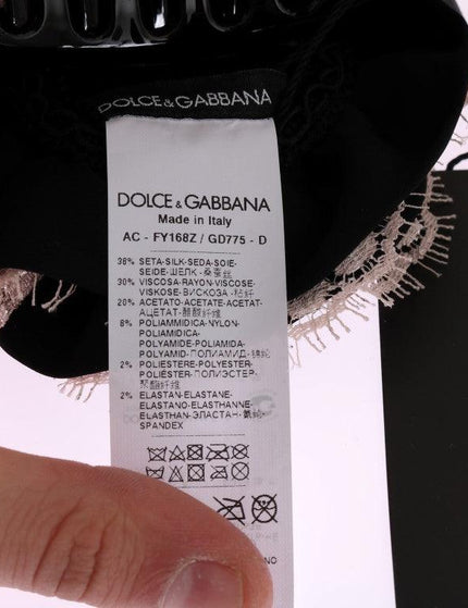 Dolce & Gabbana Black Silk Pink Floral Lace Hair Claw - Ellie Belle