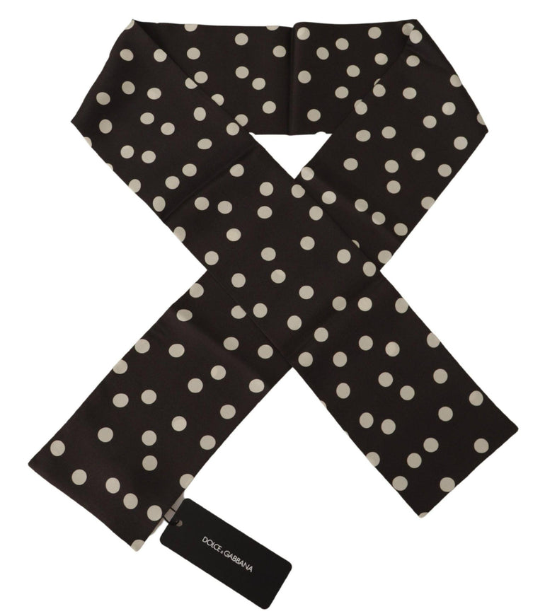 Dolce & Gabbana Black Silk Polka Dotted Silk Skinny Necktie Scarf - Ellie Belle