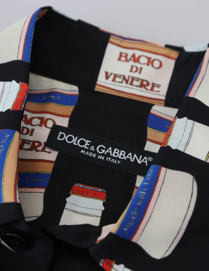 Dolce & Gabbana Black Silk Printed Collared Men Casual Shirt - Ellie Belle