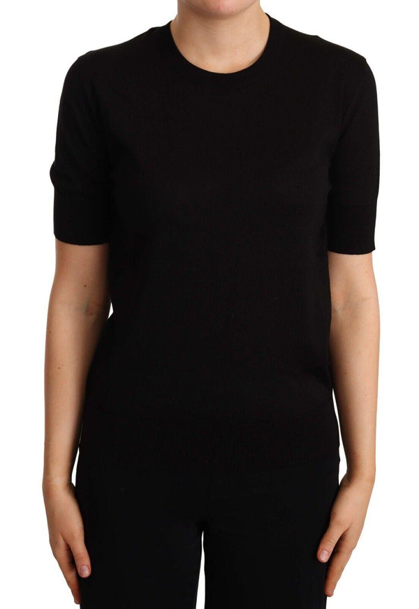 Dolce & Gabbana Black Silk Round Neck Short Sleeves Tee T-shirt - Ellie Belle