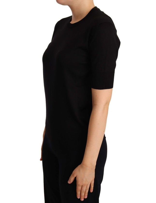 Dolce & Gabbana Black Silk Round Neck Short Sleeves Tee T-shirt - Ellie Belle