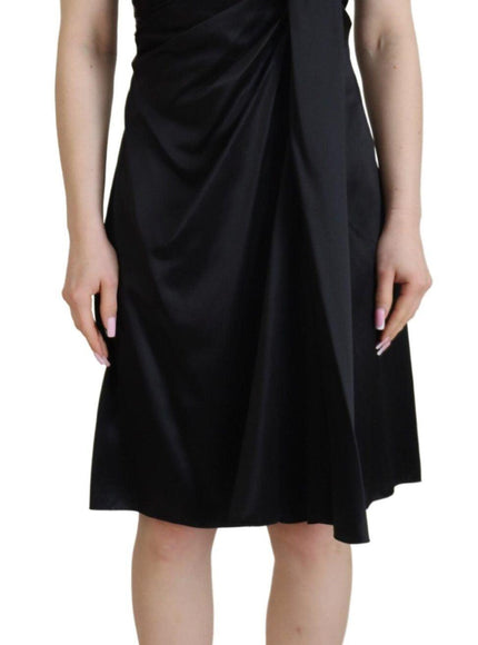 Dolce & Gabbana Black Silk Shift Short Mini Party Dress - Ellie Belle Dolce & Gabbana Black Silk Shift Short Mini Party Dress - Ellie Belle