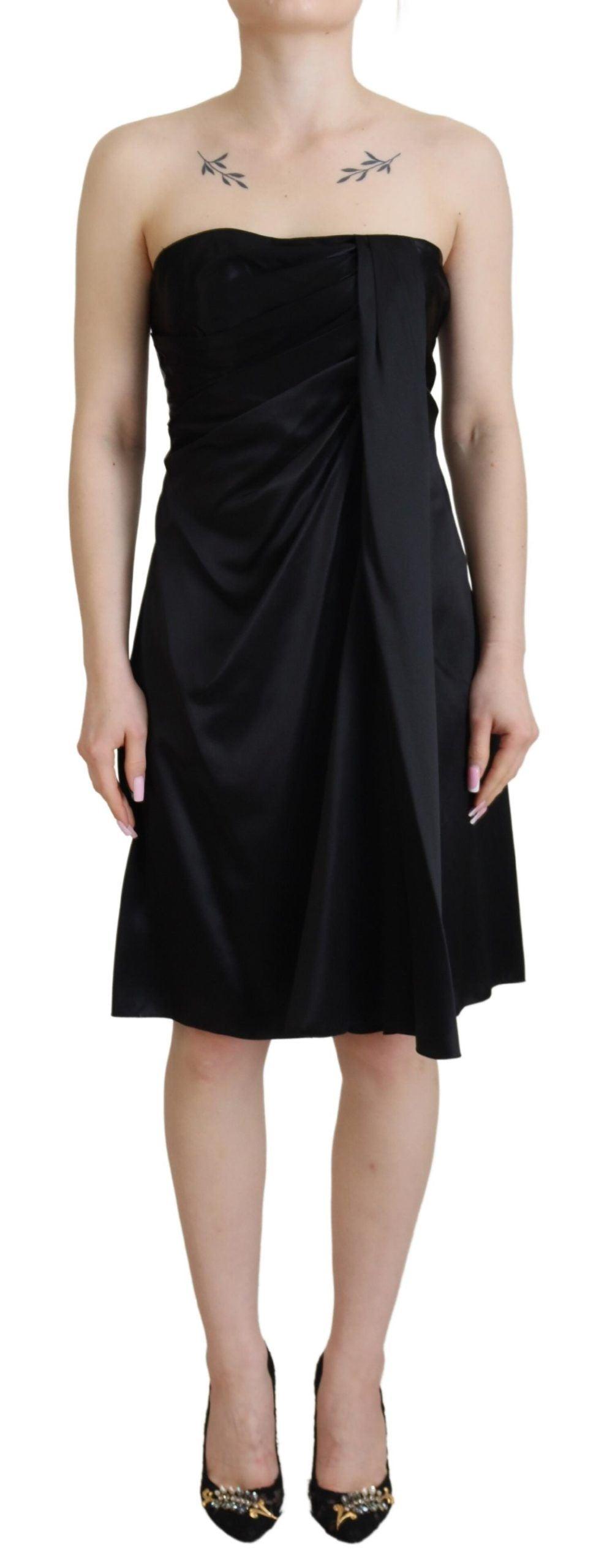 Black Silk Shift Short Mini Party Dress IT38 | XS Black Silk Shift Short Mini Party Dress IT38 | XS