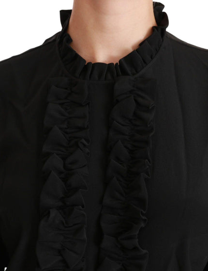 Dolce & Gabbana Black Silk Shirt Ruffled Top Blouse - Ellie Belle