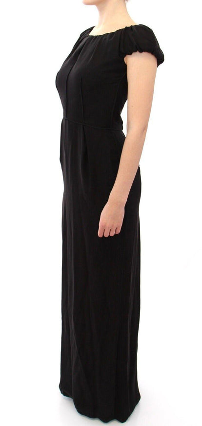 Dolce & Gabbana Black Silk Shortsleeve Gown Maxi IT Dress - Ellie Belle