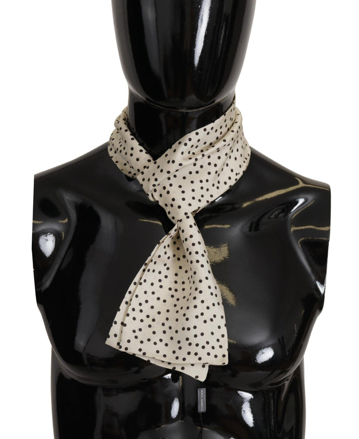 Dolce & Gabbana Black Silk Skinny Polka Dot Mens Scarf - Ellie Belle