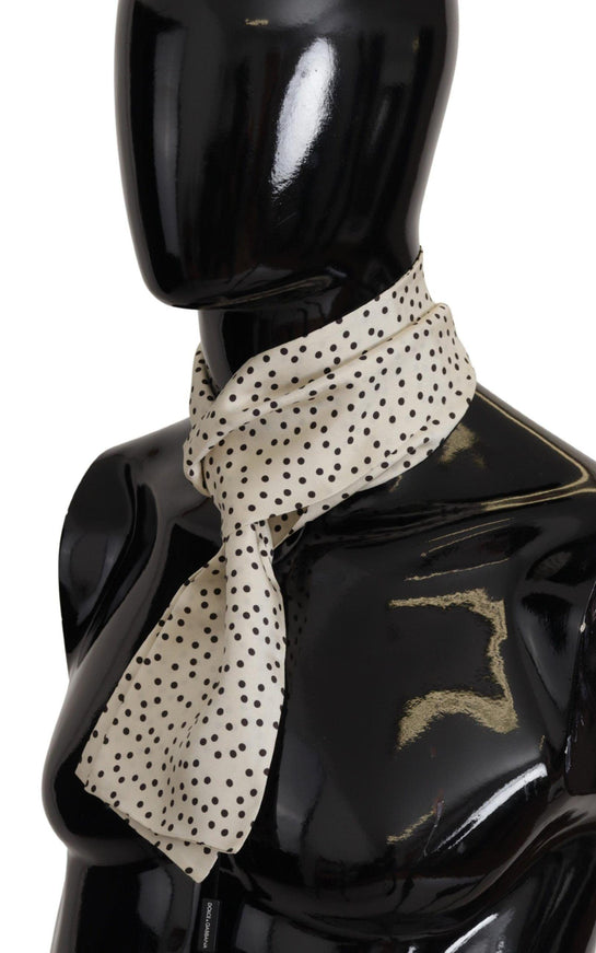 Dolce & Gabbana Black Silk Skinny Polka Dot Mens Scarf - Ellie Belle