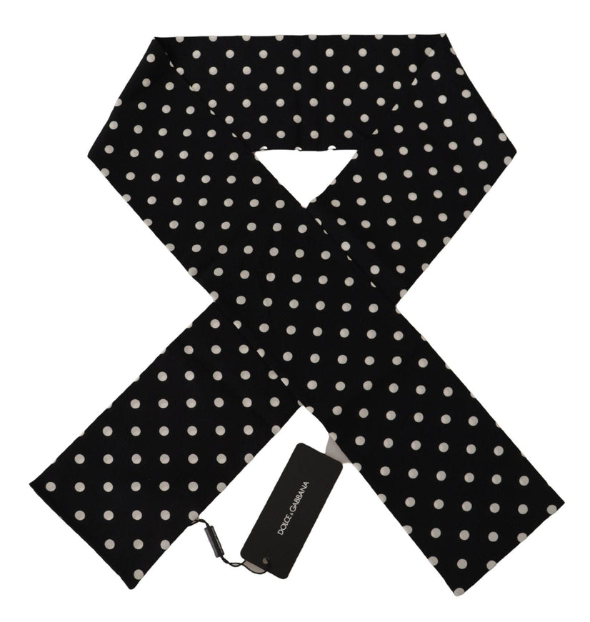 Dolce & Gabbana Black Silk Skinny Polka Dot Mens Scarf Wrap Shawl Scarf - Ellie Belle