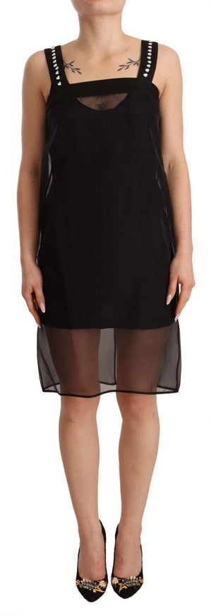 Dolce & Gabbana Black Silk Stretch Crystal Sheath Mini Dress - Ellie Belle