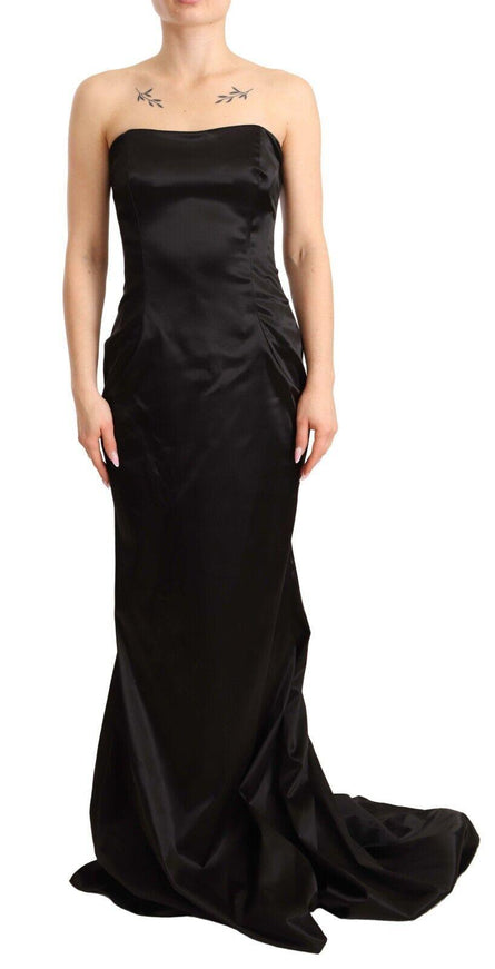 Dolce & Gabbana Black Silk Stretch Sheath Mermaid Gown Dress - Ellie Belle