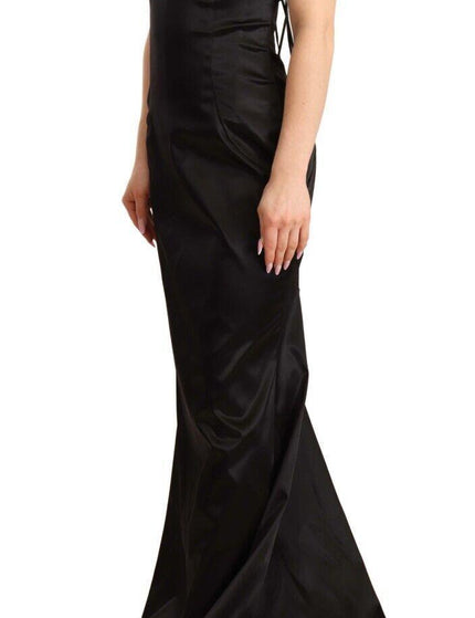 Dolce & Gabbana Black Silk Stretch Sheath Mermaid Gown Dress - Ellie Belle
