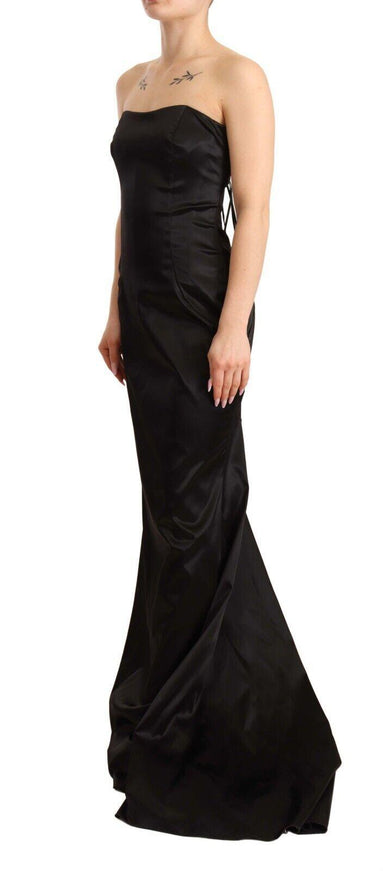 Dolce & Gabbana Black Silk Stretch Sheath Mermaid Gown Dress - Ellie Belle